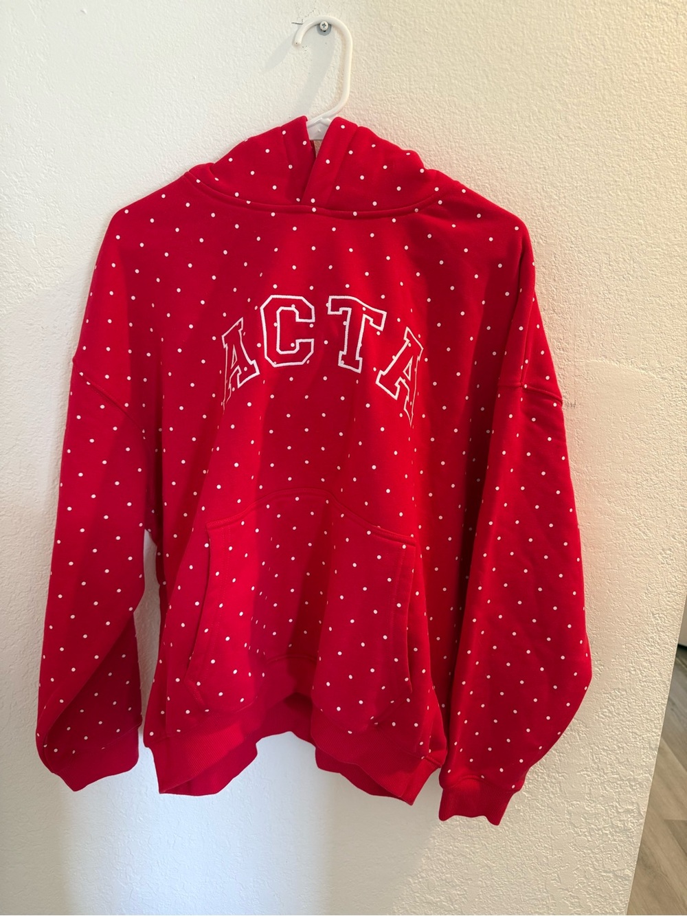 Acta Red Polka Dot Hoodie Sweatshirt with Logo